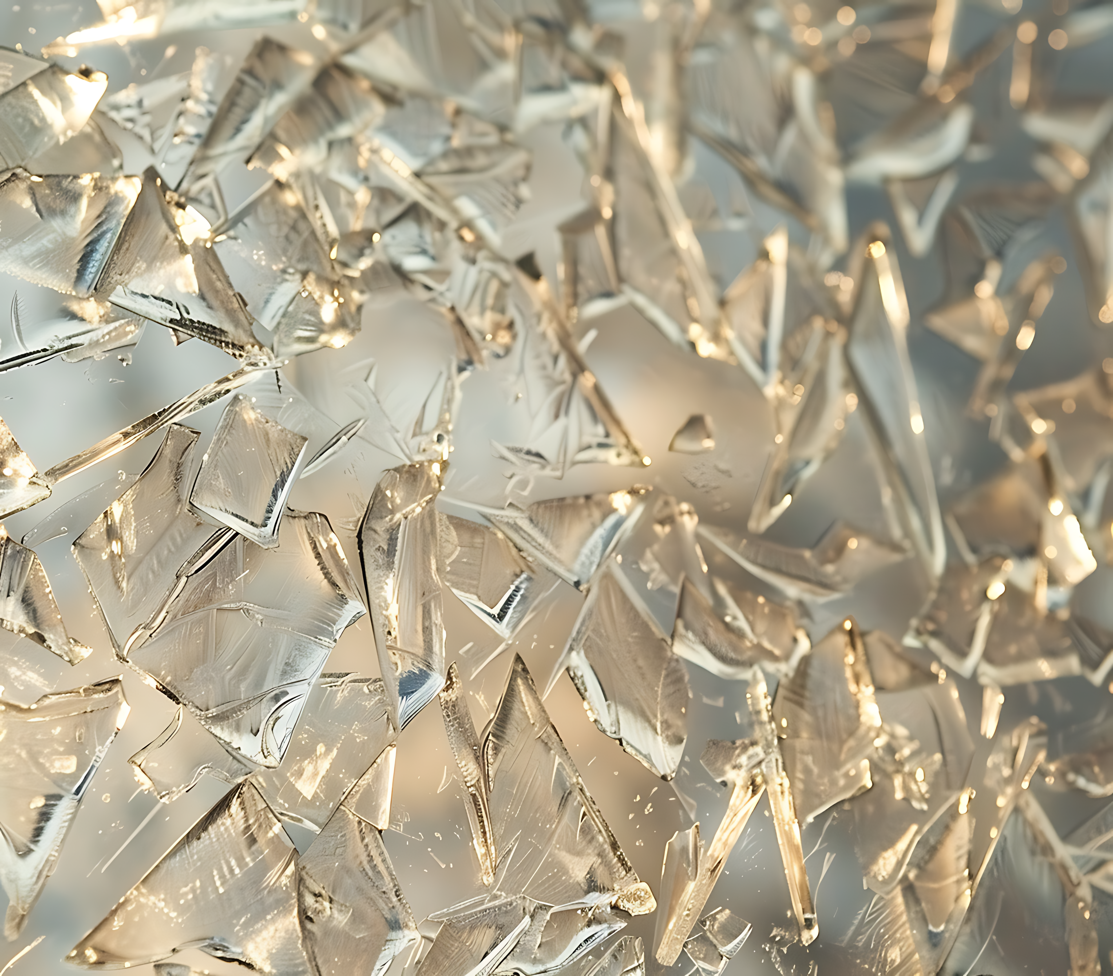 Close-up of metallic star-shaped confetti with a reflective surface.