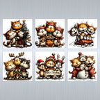 Six Christmas cards with a different humerous cat design on each one.