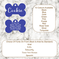 Dog tag design with customizable text on a marble background