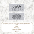 Rectangular shaped pet tag with wording on front and back